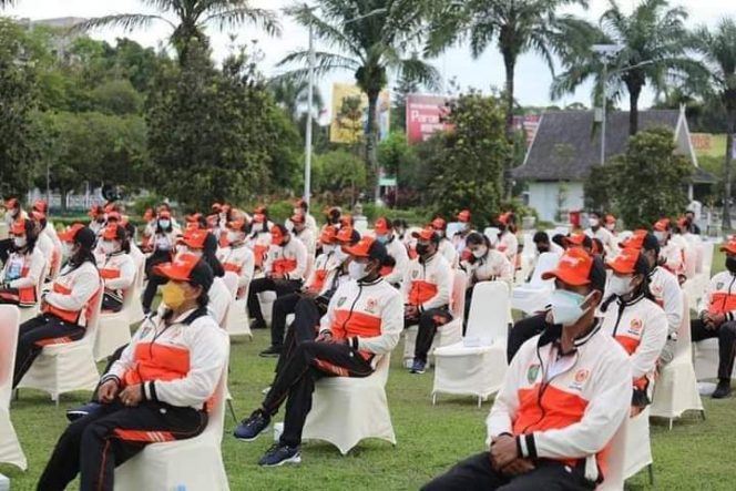 
 Para atlet Kalteng saat dilepaskan oleh Gubernur Kalteng beberapa waktu lalu menuju PON XX Papua.