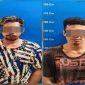 Dua pelaku yang mengedar narkotika jenis sabu saat diamankan di Mapolresta Palangka Raya.